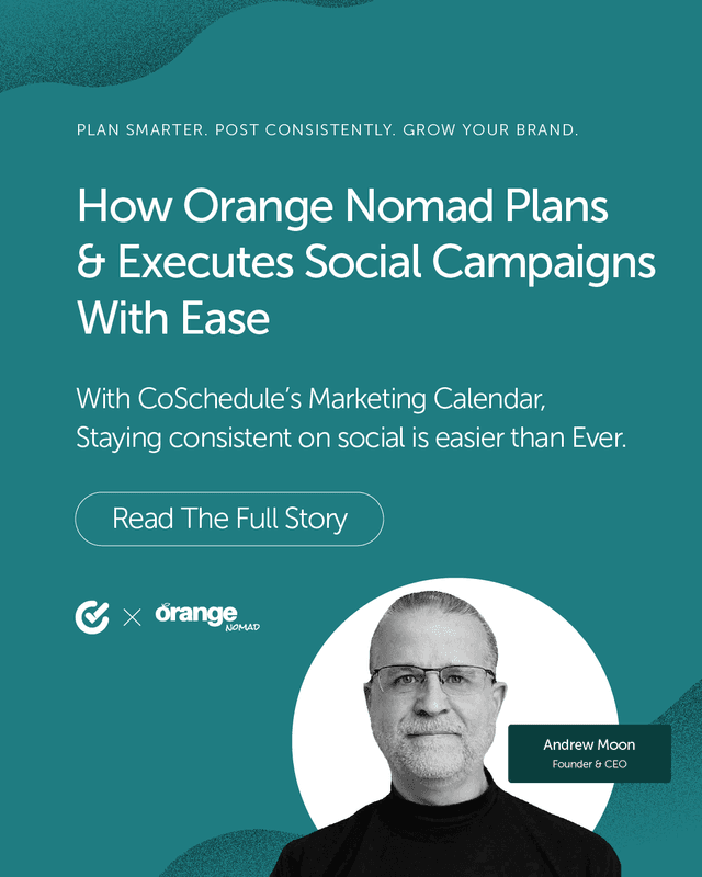 Orange Nomad uses CoSchedule's Marketing Calendar to easily schedule, organize, and execute full campaignsโwithout the chaos. โ
Everything in one place. Nothing falls through the cracks.
๐งก Click the link in bio to see how they do it.
