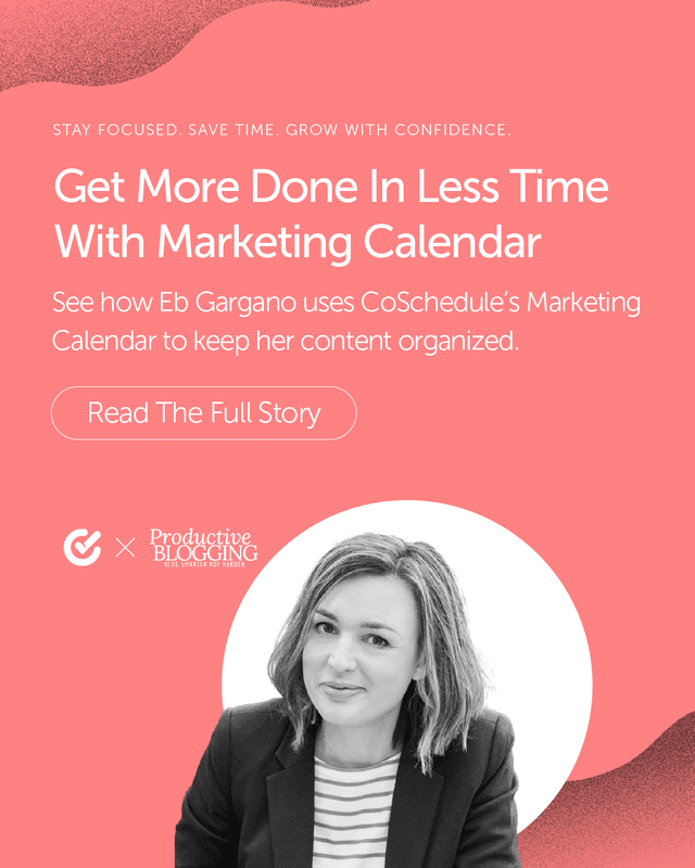 Juggling blogs, courses, videos, and more? ๐ฏ
See how pro blogger Eb Gargano keeps it all running smoothly with CoSchedule's Marketing Calendarโher go-to for getting more done in less time.
๐Click the link in bio to read her story.