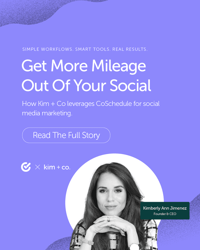Managing multiple social channels doesn't have to be chaotic.
Kim + Co. uses CoSchedule's Marketing Calendar to streamline content planning and publish 50+ posts a monthโwithout the overwhelm.
๐ฒ Click the link in bio to see how she does it.