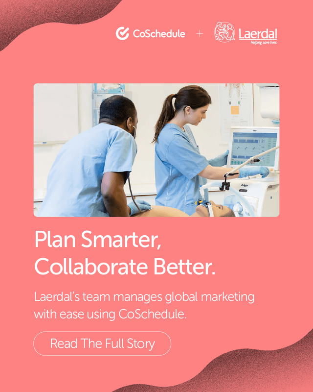 With CoSchedule's Marketing Suite, Laerdal Medical streamlined their process, bringing clarity and organization to their global marketing efforts. ๐โจ
๐ฏ Click the link in bio to learn more!