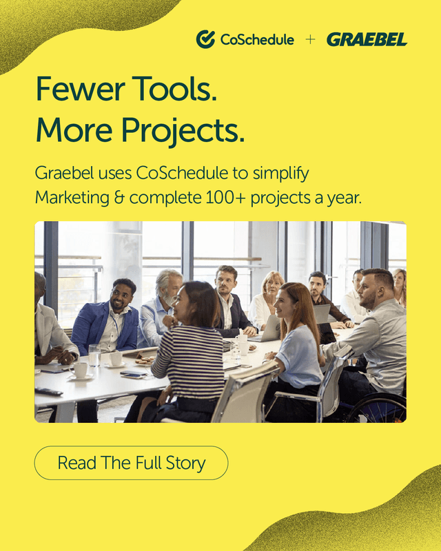 By consolidating multiple tools into CoSchedule, Graebel's team now easily manages 100+ projects each year with clearer collaboration. ๐ผ
๐ฏ Click the link in bio to see how they did it!